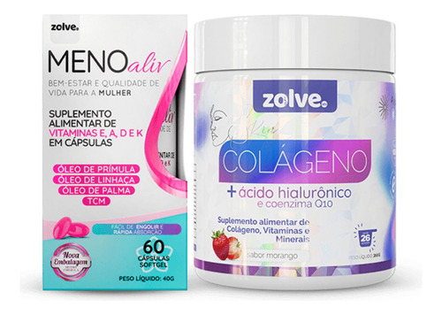 Kit Meno Aliv + Zolve Skin Colágeno Verisol C/ Coenzima Q10