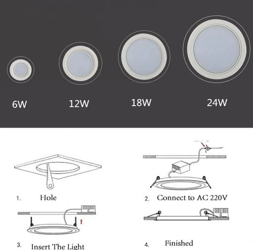 Pack X10 Foco Led Panel Cristal 6w Embutido Plafón Luz Frío