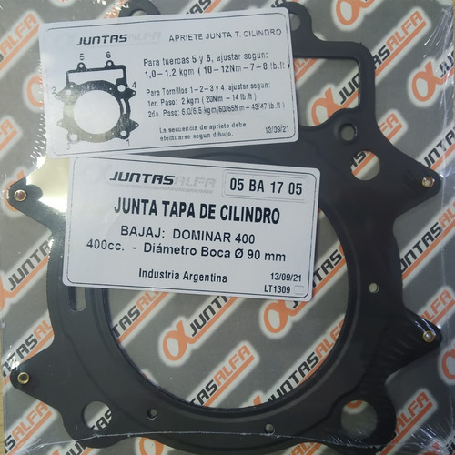 Junta Tapa Cilindro Bajaj Dominar 400 90,0 Mm. Alfa