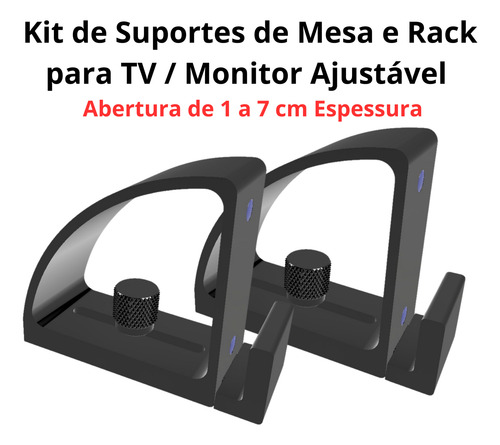 Kit De Suportes De Mesa E Rack Para Tv / Monitor Ajustável