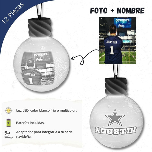 Esferas (12) Navideñas Personalizadas 3d + Foto Y/o Nombre