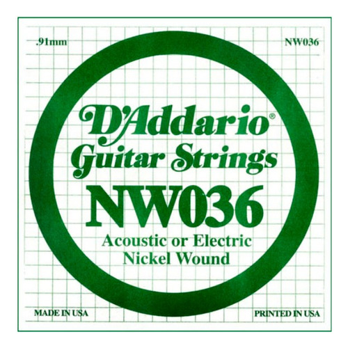 Cuerda Detallada D'addario Guitarra Eléctrica 0.36