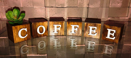 Mini Nicho E Cubos Coffee Letra Mdf Branco