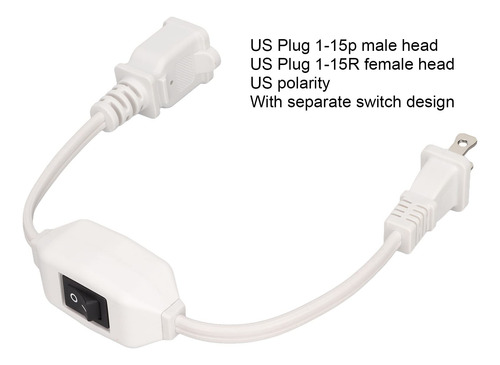 Cable De Extensión Con Interruptor 2 Clavijas Blanco