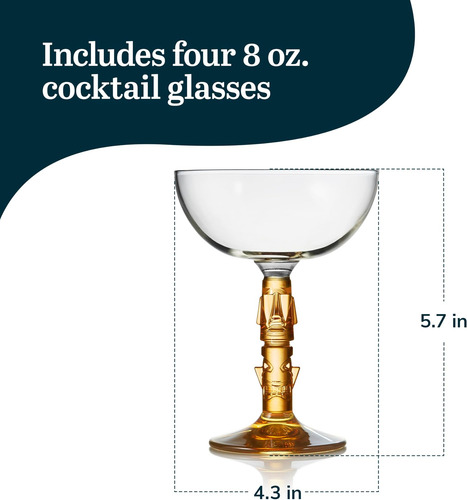Copas De Cóctel Libbey Tiki Coupe, 8.5 Onzas, Juego De 4