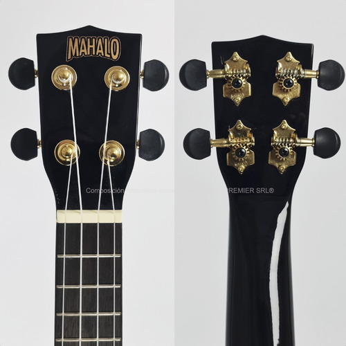 Imagen 8 de 9 de Ukelele Soprano Superior Negro + Funda Acolchada + Pua