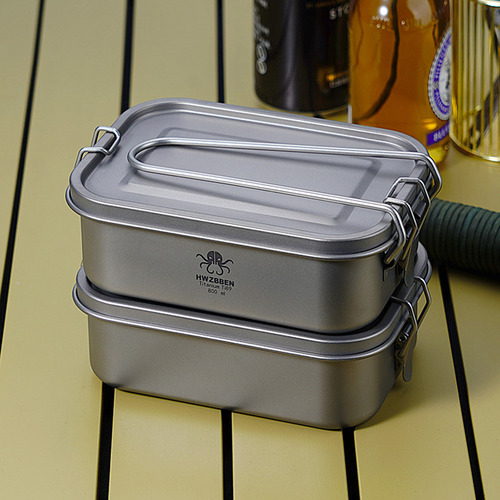 Comida Rectangular Metal Lunch Camping Bento Outdoor De 800