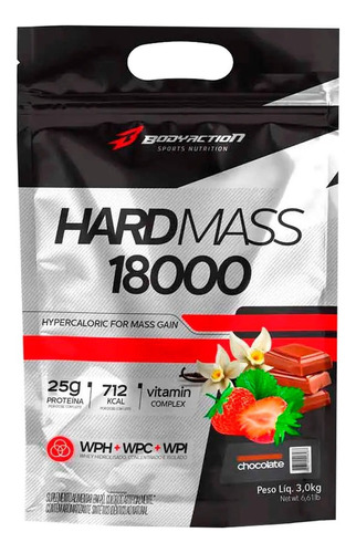 Hard Mass 18000 - Hipercalórico (3 kg) - Body Action Sabor Chocolate
