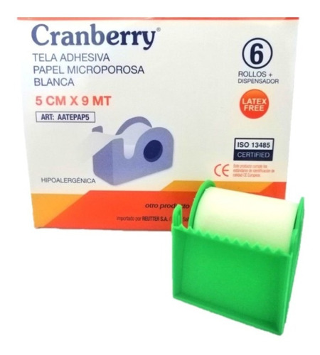 Imagen 1 de 2 de Tela Adhesiva Papel Microporosa Cranberry 5cm X 9m 6 Rollos