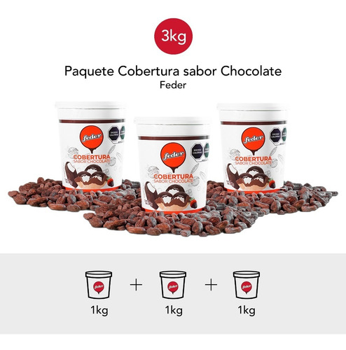 3 Kg Cobertura De Chocolate Feder Excelente Sabor Y Calidad
