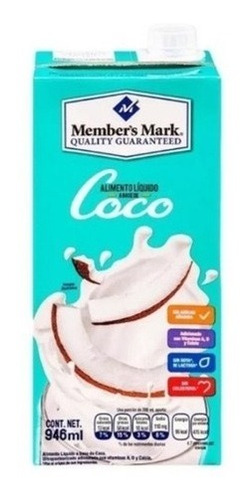 Leche De Coco Members Mark Vitaminas A D Y Calcio 5.6 L