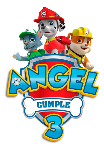 Logo Digital Paw Patrol Rocky Marshal Y Rubble Personalizado