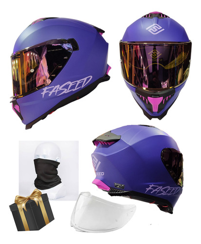 Casco Integral Ece 06 Con Lente Faseed Fs865 2025 Original Violeta Mate S