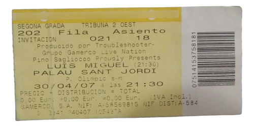 Luis Miguel - Entrada (barcelona, 30/4/2007)