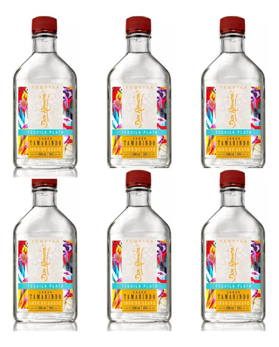 Pack De 6 Piezas De Tequila Don Ramon Plata Tamarindo 200 Ml