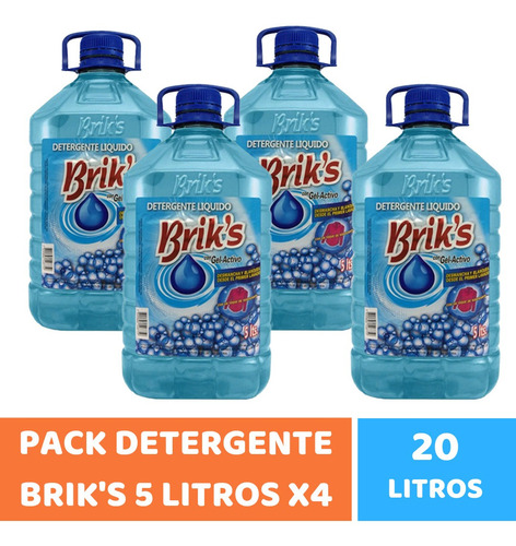 Briks detergentes celeste pack 4 5L