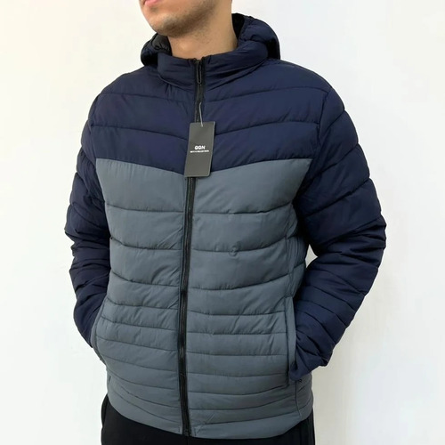 Campera Hombre Importada Inflable Con Capucha Combinada