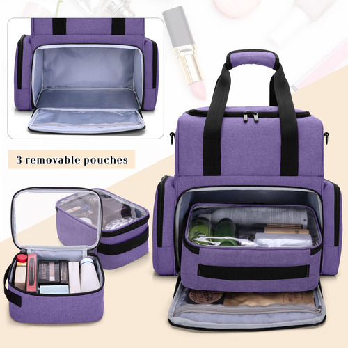 Bolsa De Maquillaje De Viaje Bafaso De 2 Capas Con 3 Bolsas
