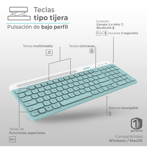 Kit Teclado Mouse Acteck Slik Mk720 Inalambrico 96% 4000dpi