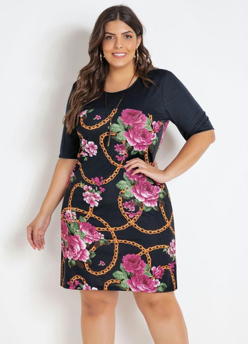 Vestido Midi Plus Size Evangélico Floral Gg/g2/g3 Promoção