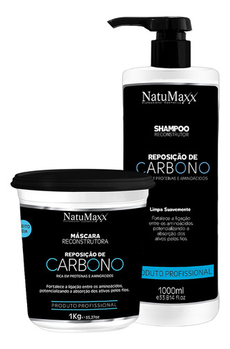 Kit Reposição Carbono Natumaxx Shampoo 1 Litro + Máscara 1kg