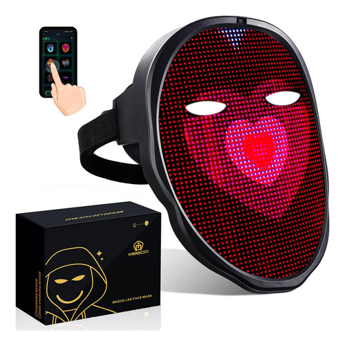 Megoo Máscara Led Con App Bluetooth Programable, Recarga Usb