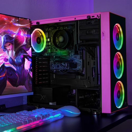 Xtreme Pc Gaming Amd Radeon Vega 7 Amd Ryzen 5 5600g 16gb Ssd 1tb Monitor 27 75hz Wifi Pink