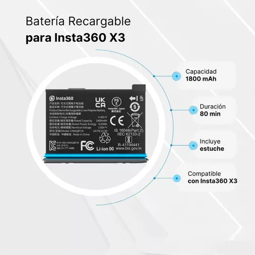 Batería Recargable Para Cámara Insta360 X3 1800mah