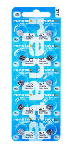 10 Pilha Bateria 377 1.55v Renata Sr626s 01 Cartela