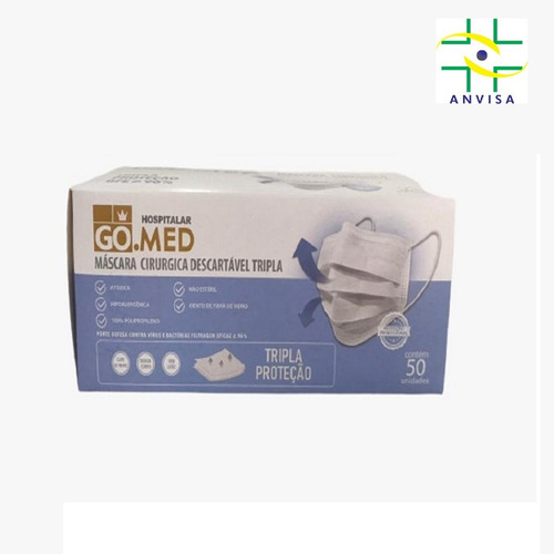 Imagem 3 de 5 de Máscara Hospitalar Tripla C/elástico Profissional Com 100un
