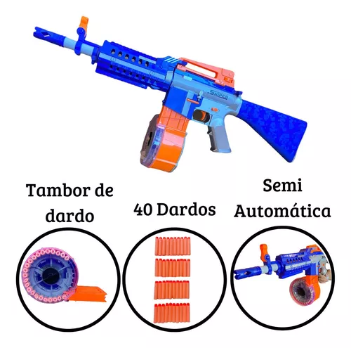 Arma de Brinquedo Lança Dardos Semiautomática Soft