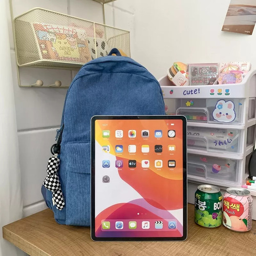 `. Mochila Negra Simple De Pana Para Mujeres Estudiantes Univer