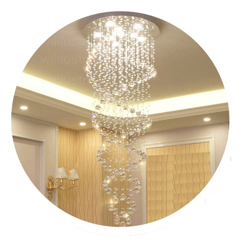 Lustre De Cristal Legítimo Para Sala Pé Direito Duplo 60 Cm Cor Prateado