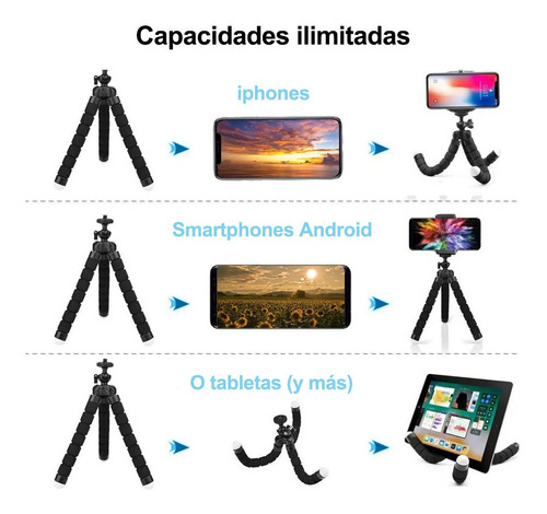 Imagen 5 de 8 de Trípode Para Celular Cámara Tripie Flexible Control Remote