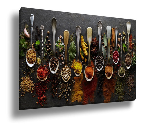 Quadro Decorativo Canvas Grande Cozinha Temperos 60x90 Cor Impressão em Alta Resolução Cor da armação Tecido Canvas Borda Infinita