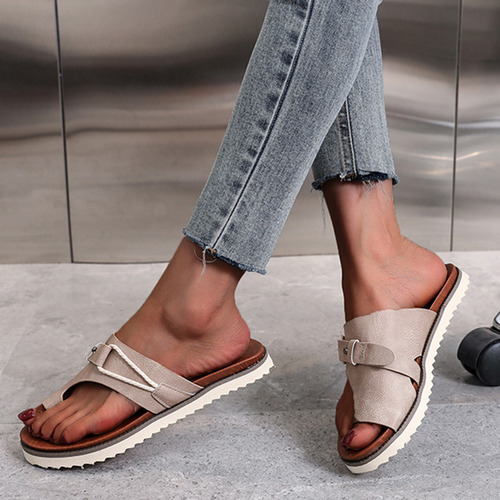 Sandalias Planas C De Verano De Color Liso Para Mujer