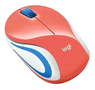 Mini Mouse Logitech M187 Wireless Sem Fio Coral Laranja