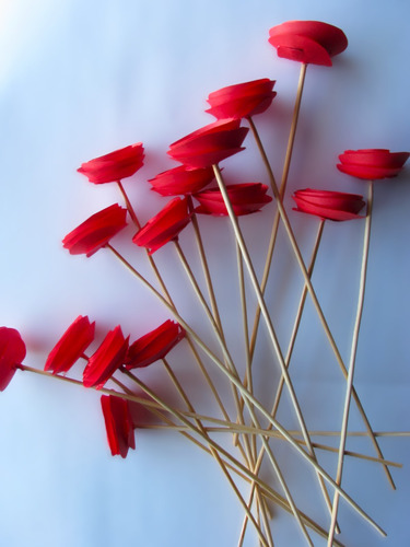 Flores De Papel Con Tallo Sin Hojas 100 Unidades