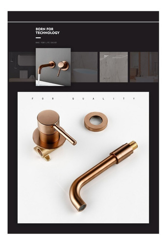 Llave Mezcladora Grifo Lavamanos Monomando De Pared Oro Rosa Acabado Satin