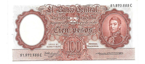 Billete 100 Pesos Moneda Nacional Bottero 2065 Excelente