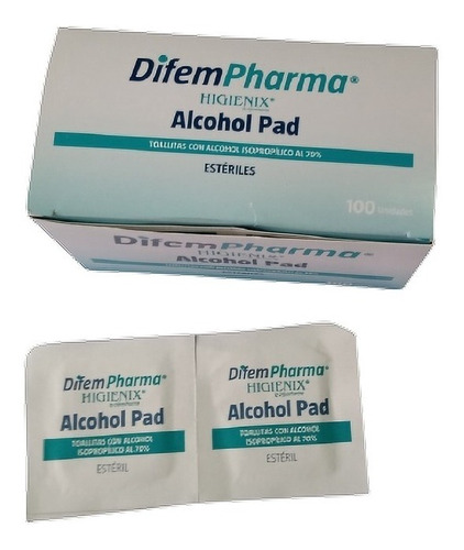 Imagen 2 de 2 de Alcohol Pads 100 Unds. Toallitas Difem Pharma/ Bioheis