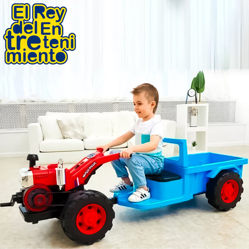 Imagen 7 de 10 de Moto Tractor Con Tráiler Música Usb Y Luces A Batería El Rey