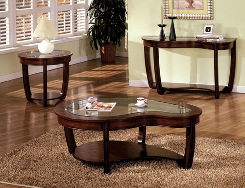 Imagen 2 de 3 de Mesa De Centro Madera Y Cristal Elegante Y Contemporánea