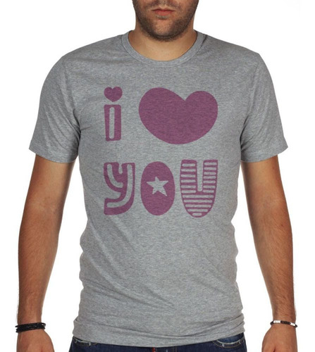 Remera De Hombre Frase Love You Amor Te Amo Corazon M2