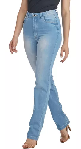 Calça Jeans Feminina Reta Classic Azul Claro C/lycra Premium