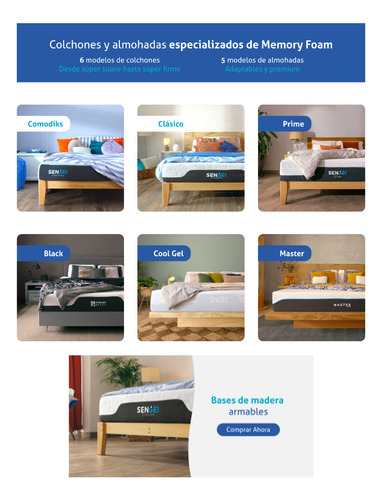 Sensei Colchón King Size Memory Foam En Caja Modelo Prime