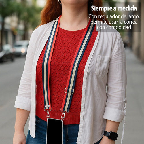 Funda Reforzada Para Motorola G53 + Correa Ancha Colgante Miel Blanco Moto G53