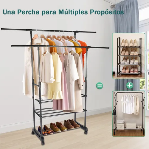 Perchero colgador de ropa para puerta organizador ajustable de metal  armario