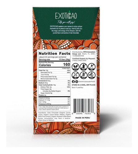 Exoticcao Paquete De 8 Trozos De Café Crujiente Barras De Ch