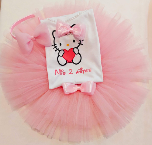 Tutu Disfraz De Hello Kitty Remera Personalizada 